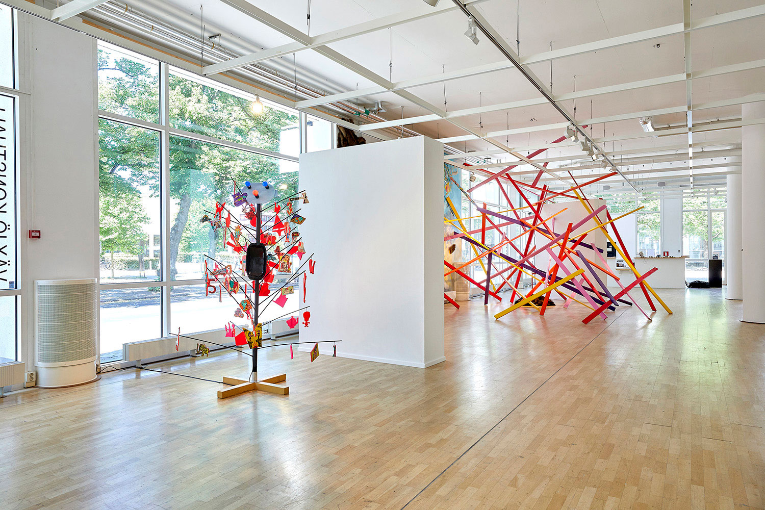 exhibition view, site specific mural installation in Vaxjo art gallery, Sweden