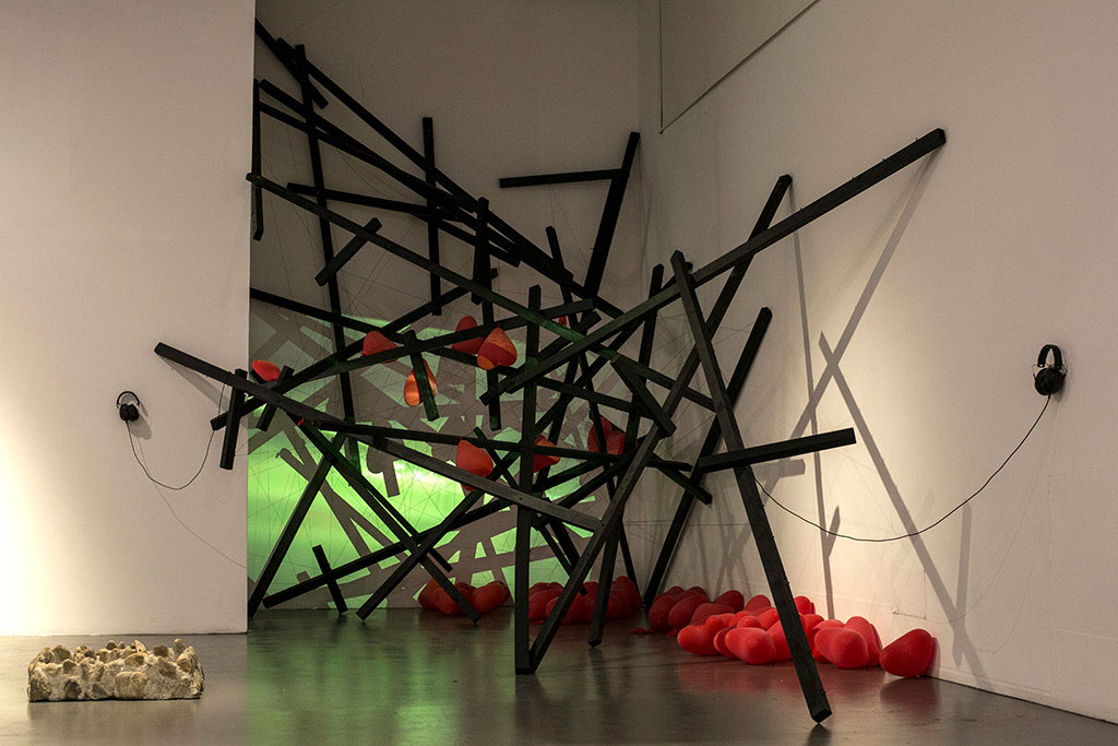 installation view, The Universe Speaks to You but Only at 4am - About Humanity, Umea, Sweden