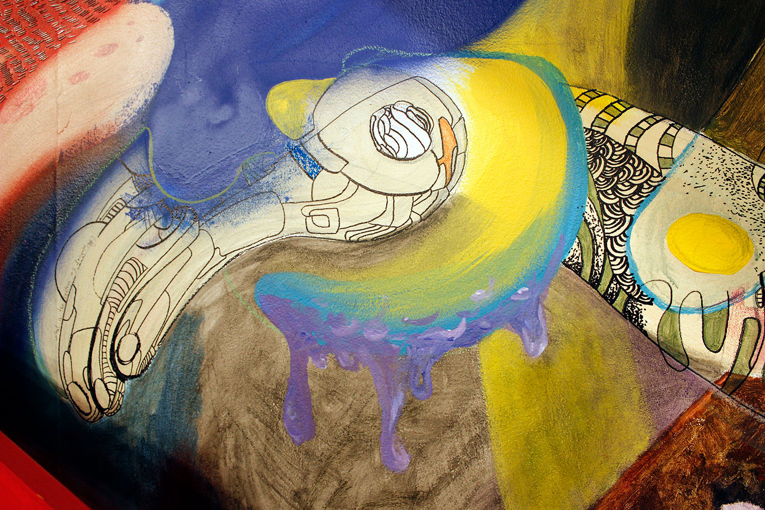 detail, exhibition view, site specific mural installation in Vaxjo art gallery, Sweden