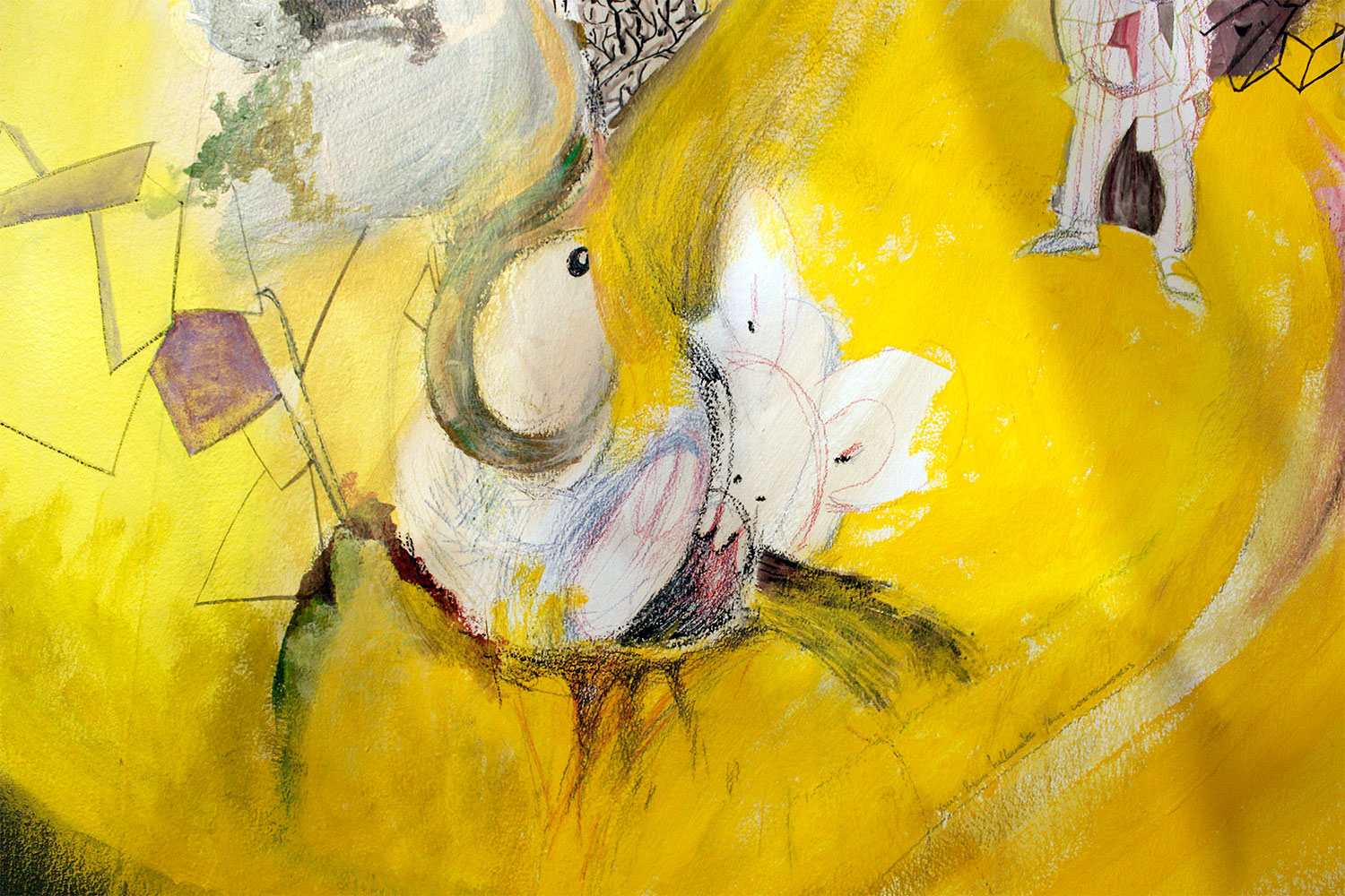 detail, exhibition view, site specific mural installation in Vaxjo art gallery, Sweden