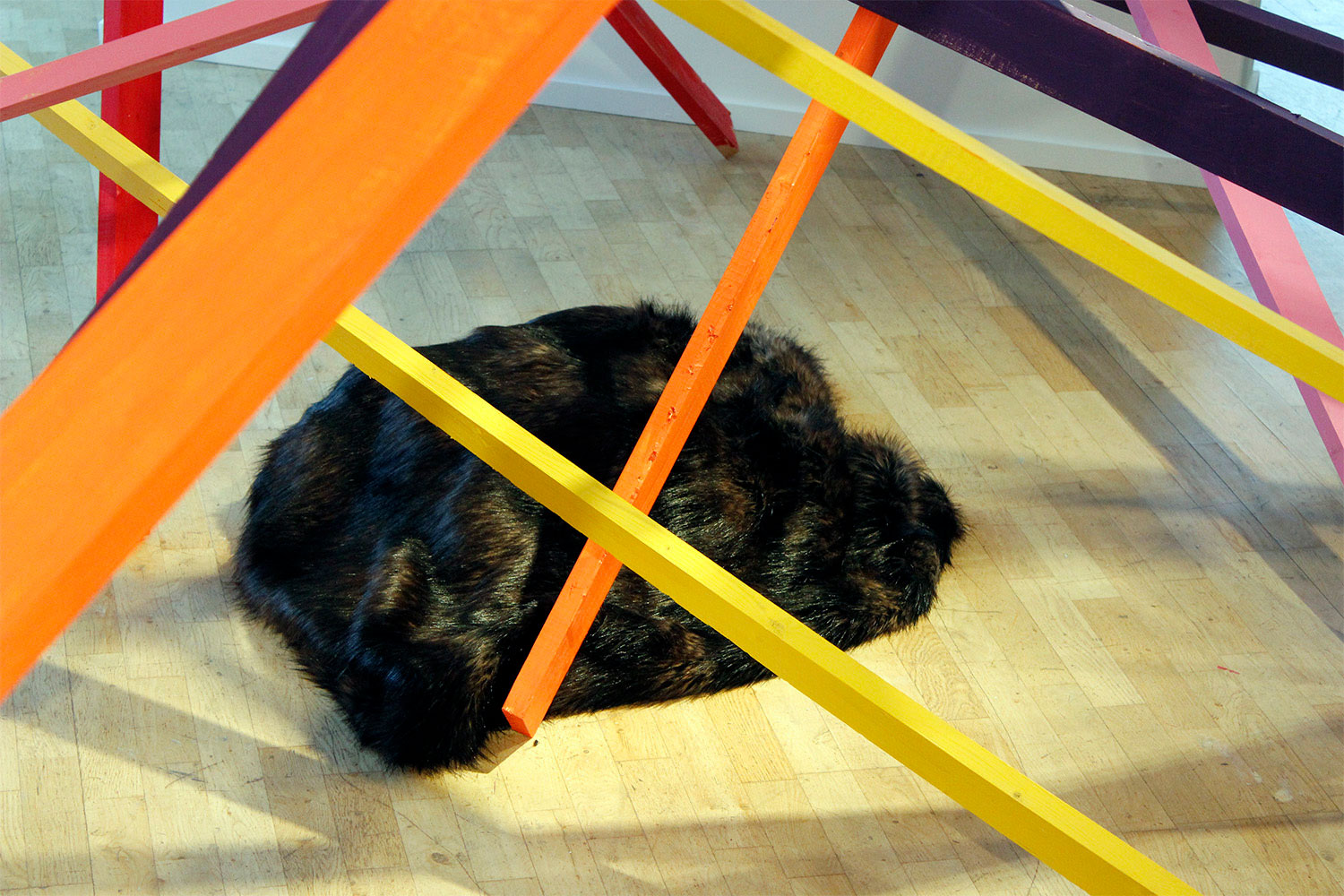 detail, exhibition view, site specific mural installation in Vaxjo art gallery, Sweden