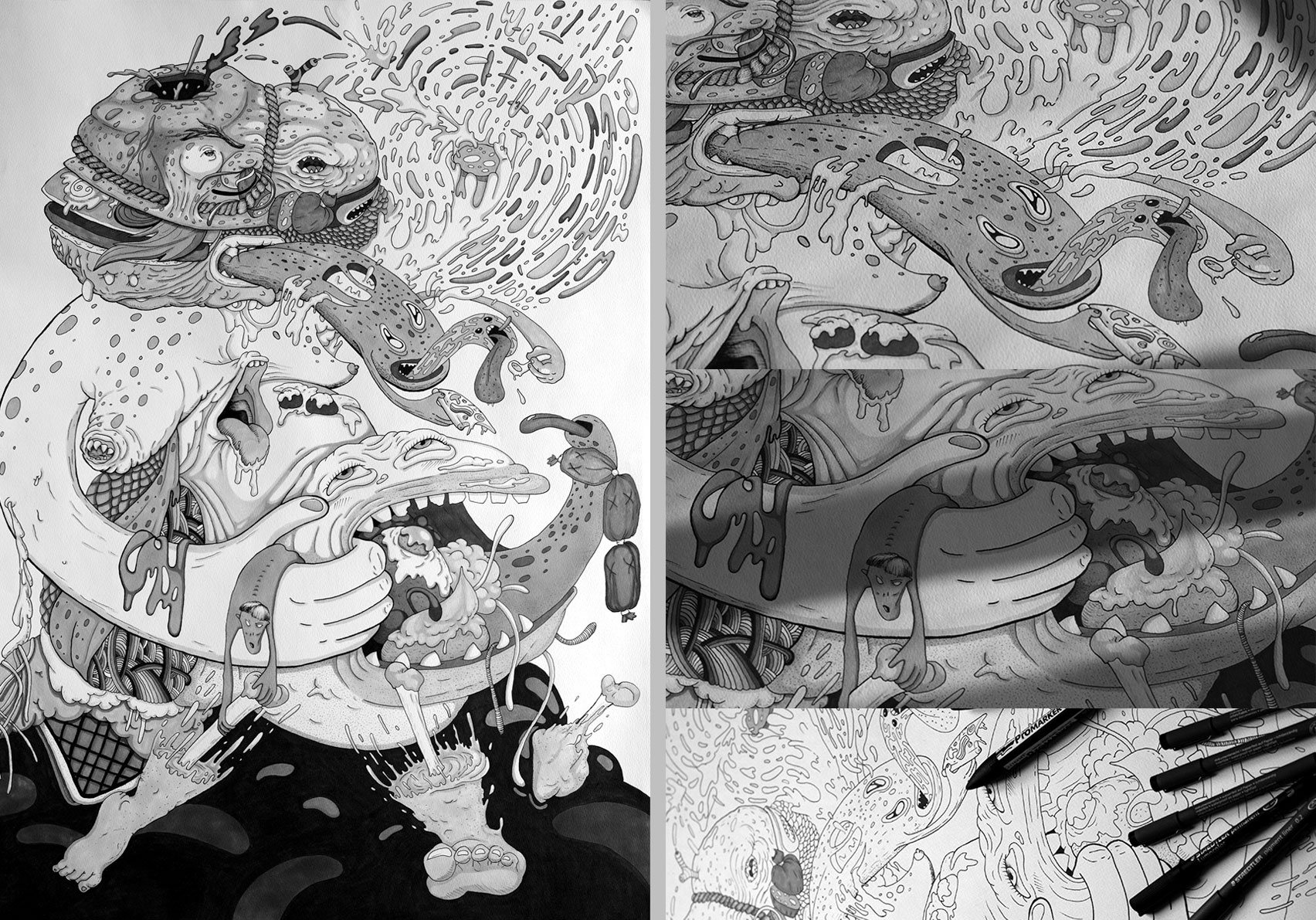 drawings series, deconstructing the dogma, gluttony, Bucuresti, Romania