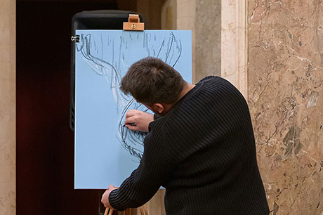 project - Razvan Anghelache performing live visuals - concert Bucharest Romania - Borges imaginary beings