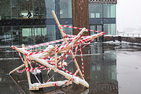 project - art installation - ​The Universe Speaks to You but Only at 4am - About the Fear of Terrorism, in front of Bilmuseet in Umea, Sweden - Razvan Anghelache